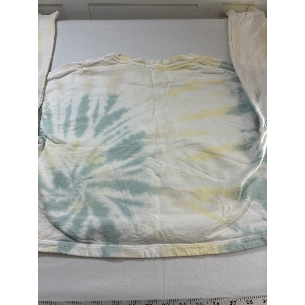 Beyond Yoga Tie Dye Cropped Sweatshirt Yellow Green Pastel Cotton USA Mens M - Picture 7 of 7